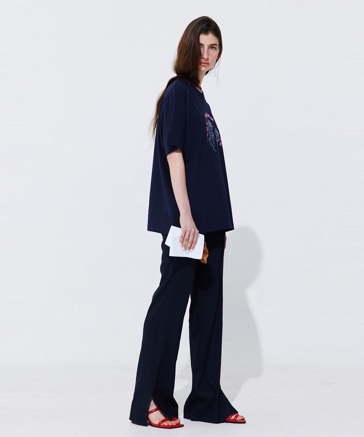 분더캄머(WNDERKAMMER) Linen semi-Bootscut Trousers_Navy (린넨 세미부츠컷 트라우져_네이비)