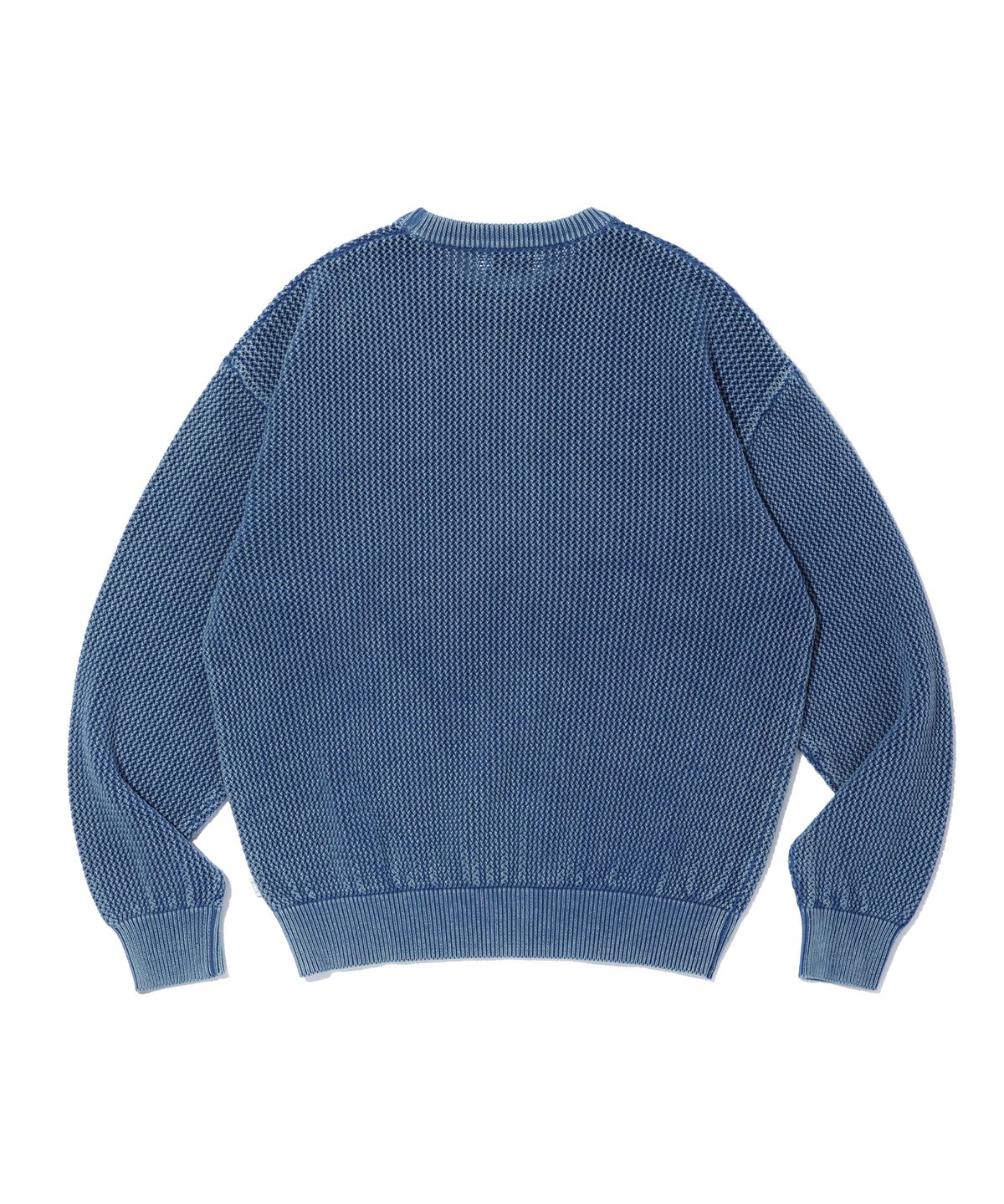 크리틱(CRITIC) WORMHOLE LOGO NATURAL DYEING MESH KNIT BLUE