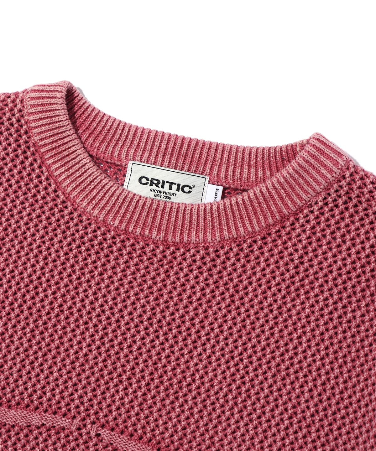 크리틱(CRITIC) WORMHOLE LOGO NATURAL DYEING MESH KNIT PINK