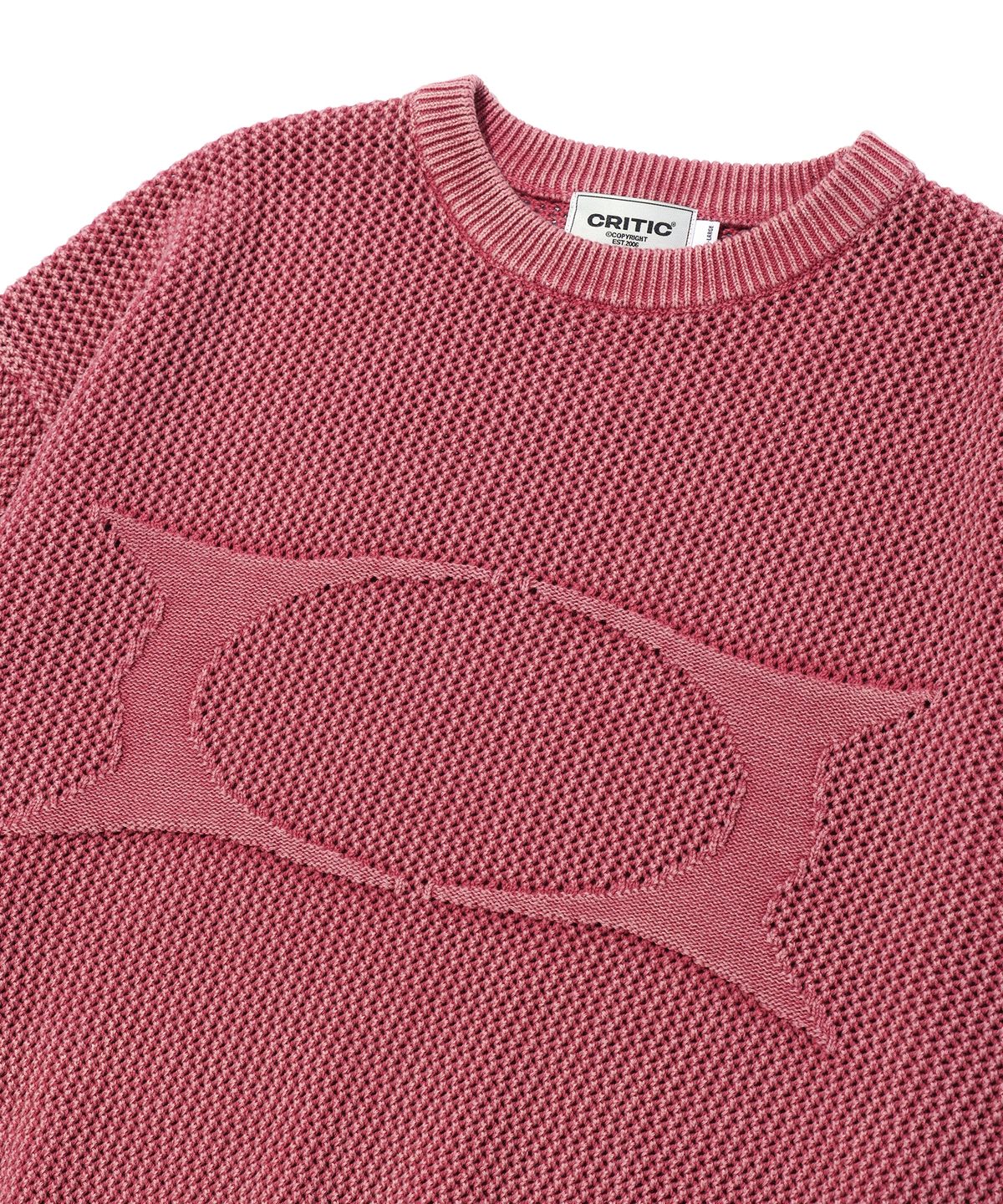 크리틱(CRITIC) WORMHOLE LOGO NATURAL DYEING MESH KNIT PINK