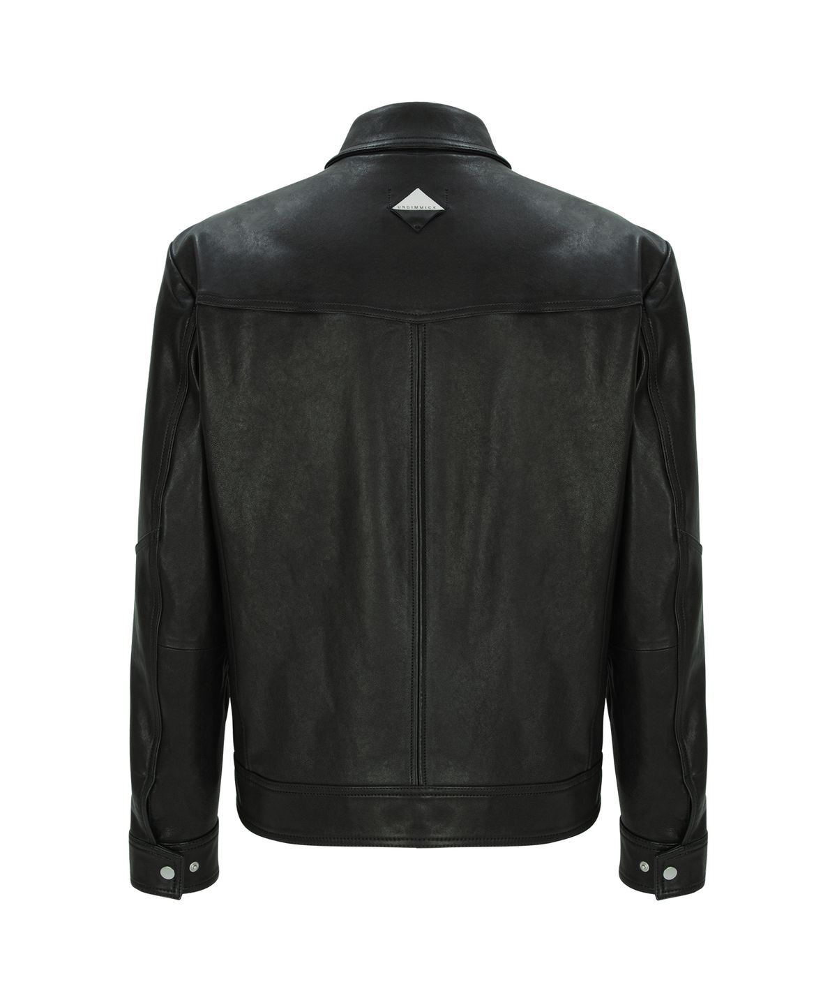 언지미크(UNGIMMICK) PLACKET NAPPA LEATHER RIDER JACKET (BLACK / LAMBSKIN)