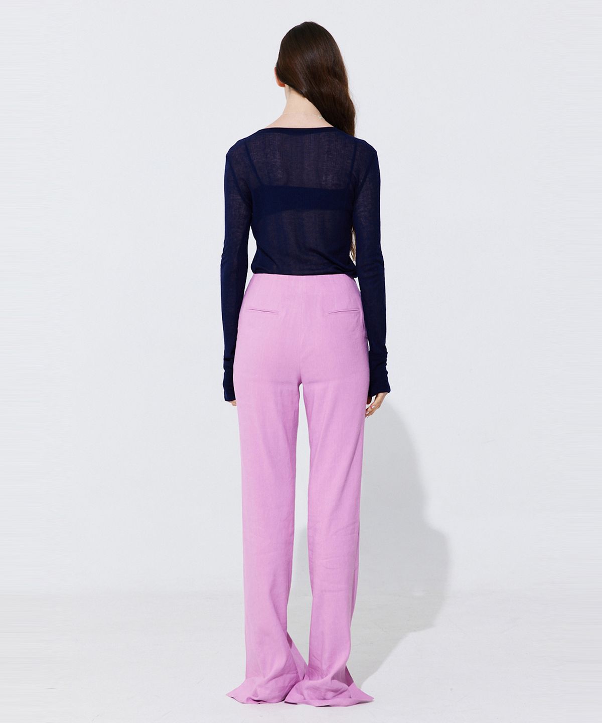 분더캄머(WNDERKAMMER) Linen semi-Bootscut Trousers_Pink (린넨 세미부츠컷 트라우져_핑크)
