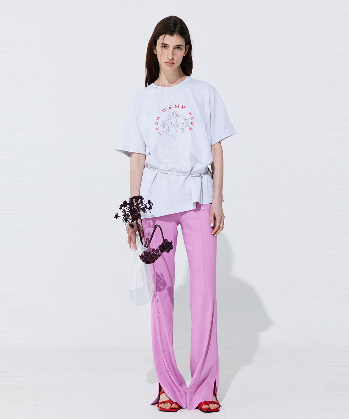 분더캄머(WNDERKAMMER) Linen semi-Bootscut Trousers_Pink (린넨 세미부츠컷 트라우져_핑크)