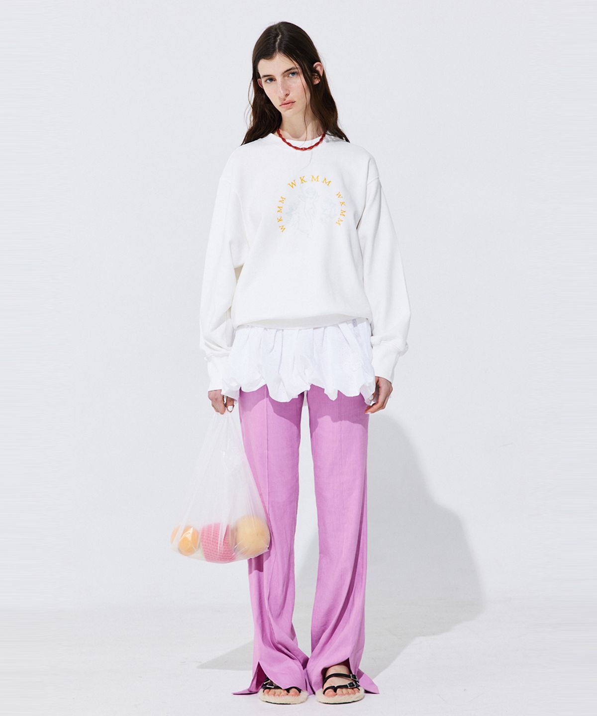 분더캄머(WNDERKAMMER) Linen semi-Bootscut Trousers_Pink (린넨 세미부츠컷 트라우져_핑크)