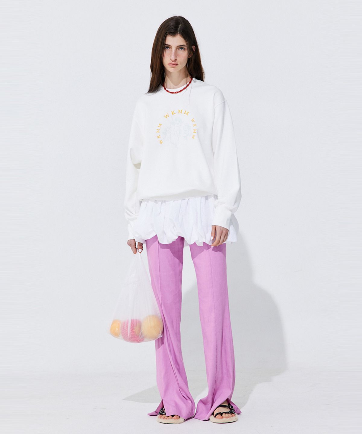 분더캄머(WNDERKAMMER) Linen semi-Bootscut Trousers_Pink (린넨 세미부츠컷 트라우져_핑크)