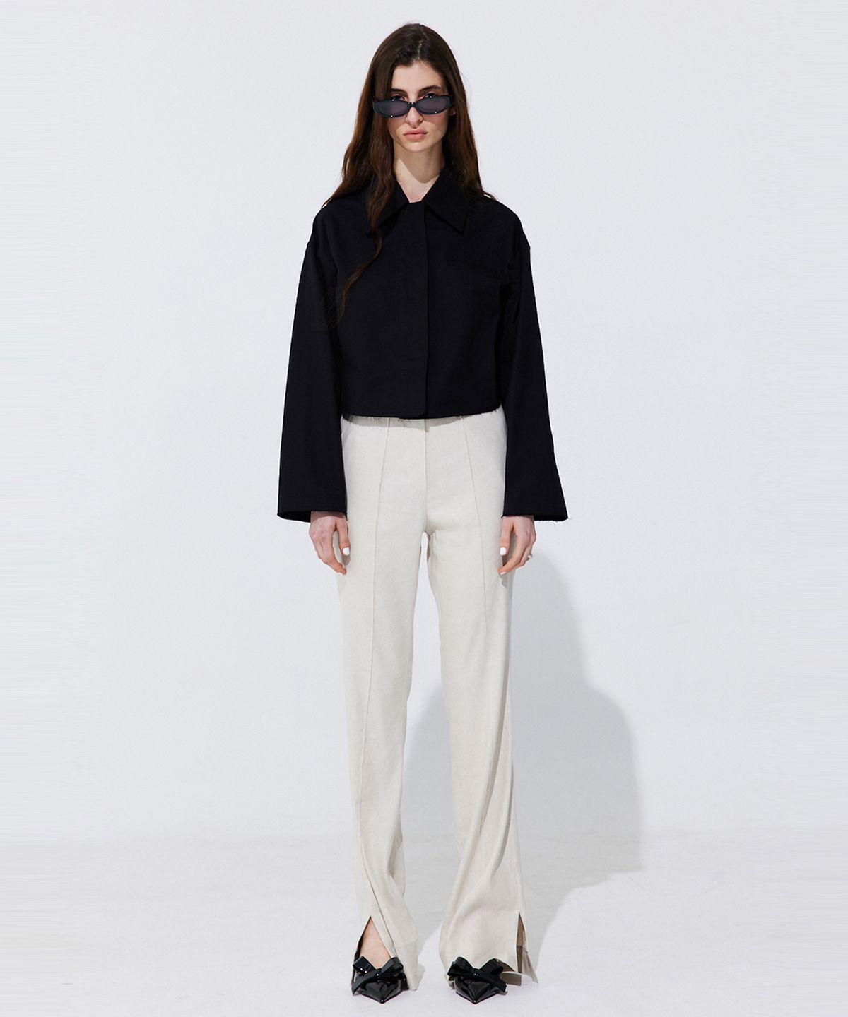 분더캄머(WNDERKAMMER) Linen semi-Bootscut Trousers_Light Beige (린넨 세미부츠컷 트라우져_라이트 베이지)