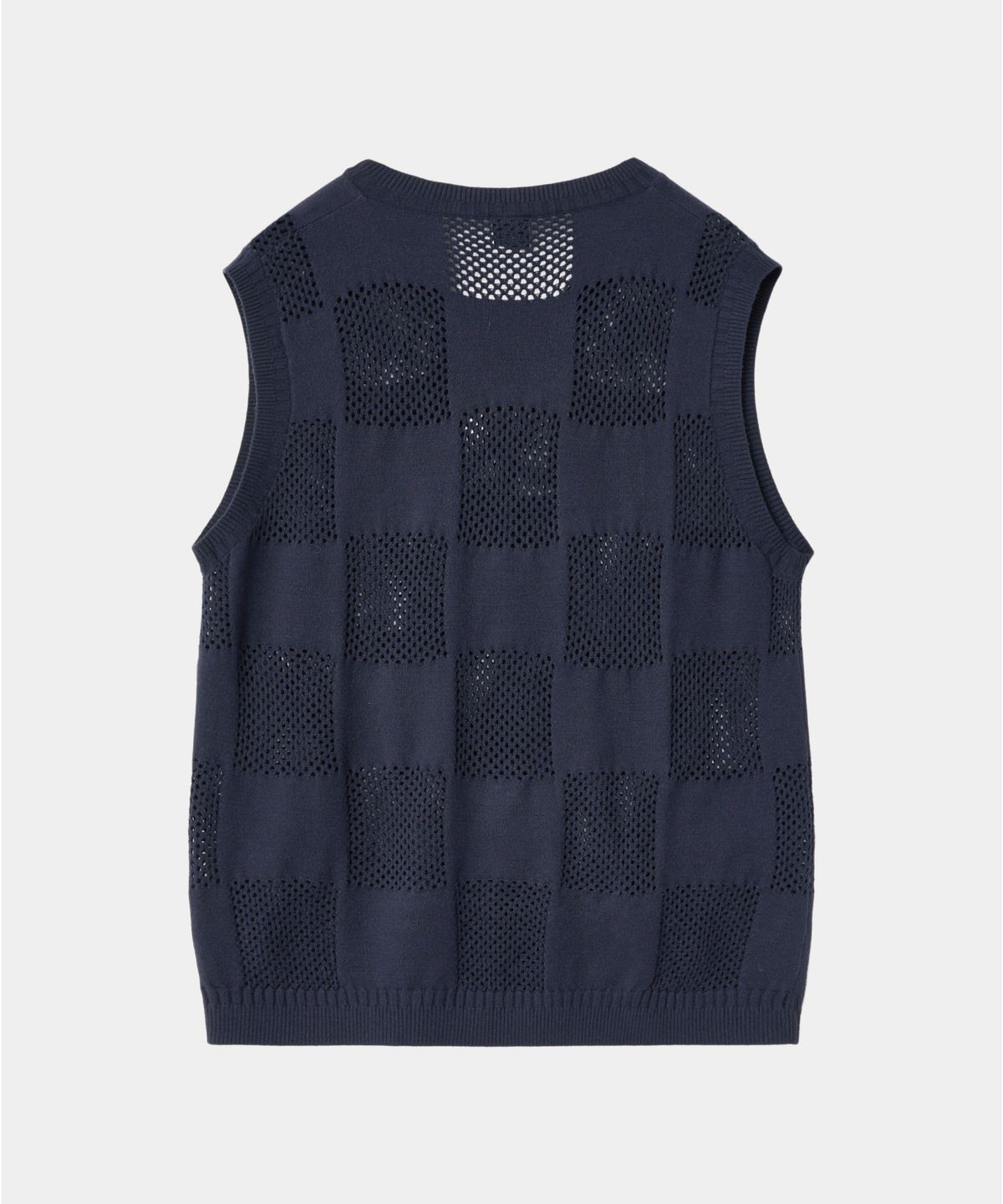크루멤버스온리(CREW MEMBERS ONLY) CHECKER BOARD VEST NAVY