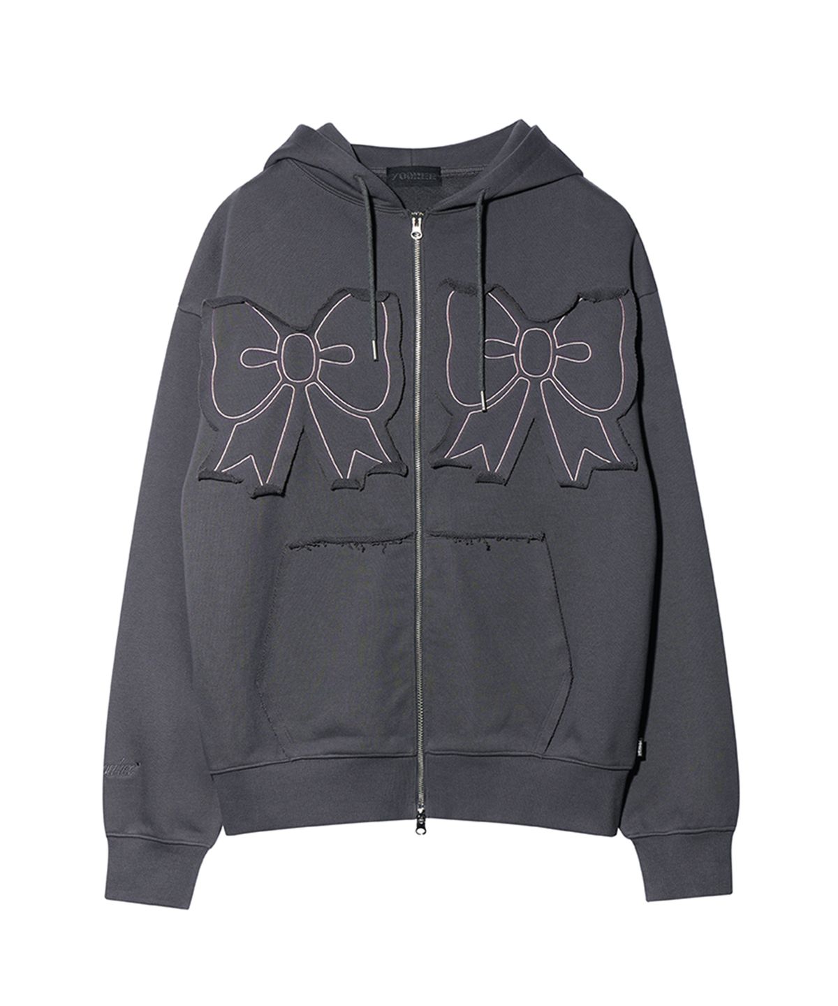 유희(YOUHEE) YOUHEE RIBBON HOOD ZIP-UP CHARCOAL