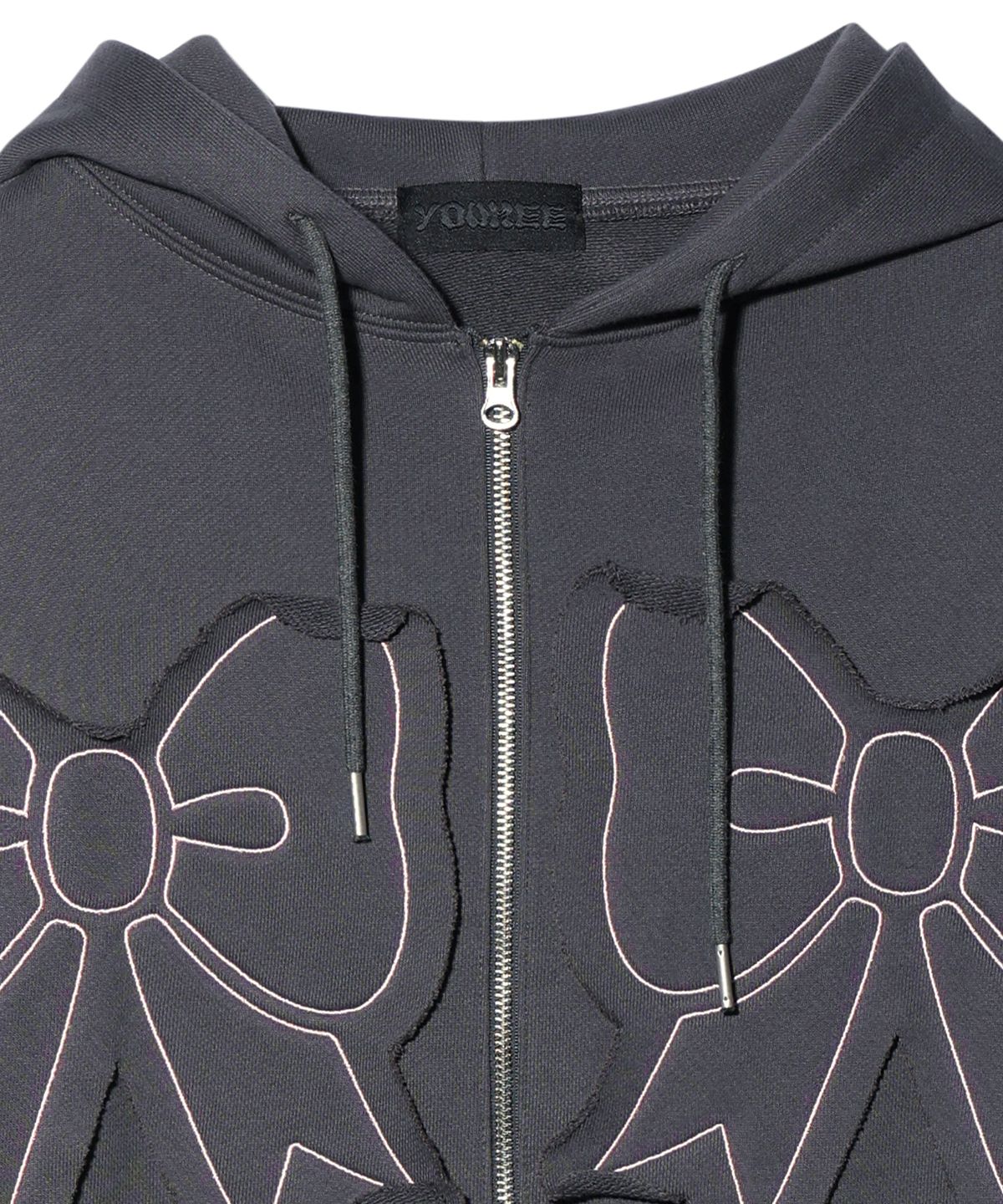 유희(YOUHEE) YOUHEE RIBBON HOOD ZIP-UP CHARCOAL