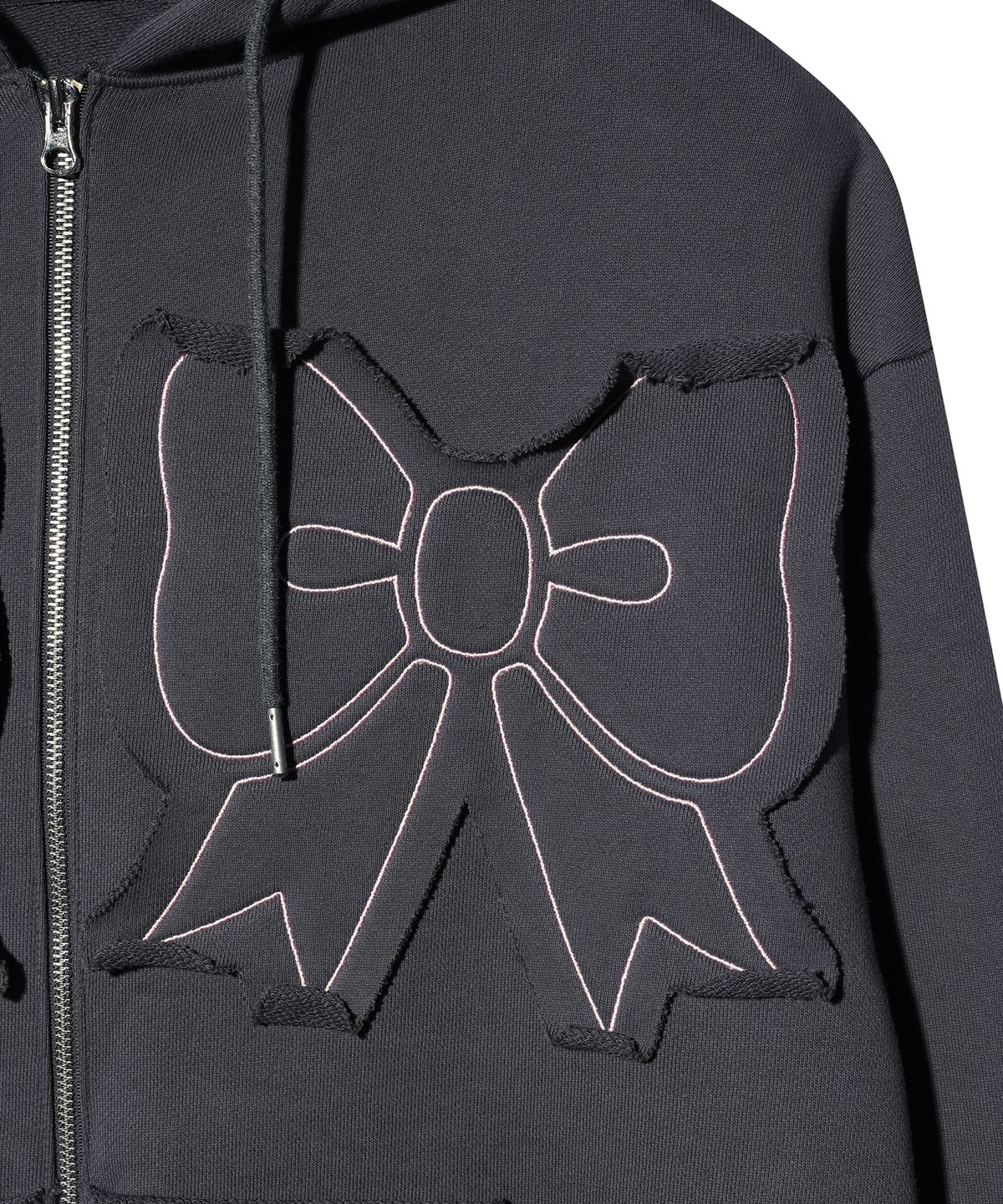 유희(YOUHEE) YOUHEE RIBBON HOOD ZIP-UP CHARCOAL