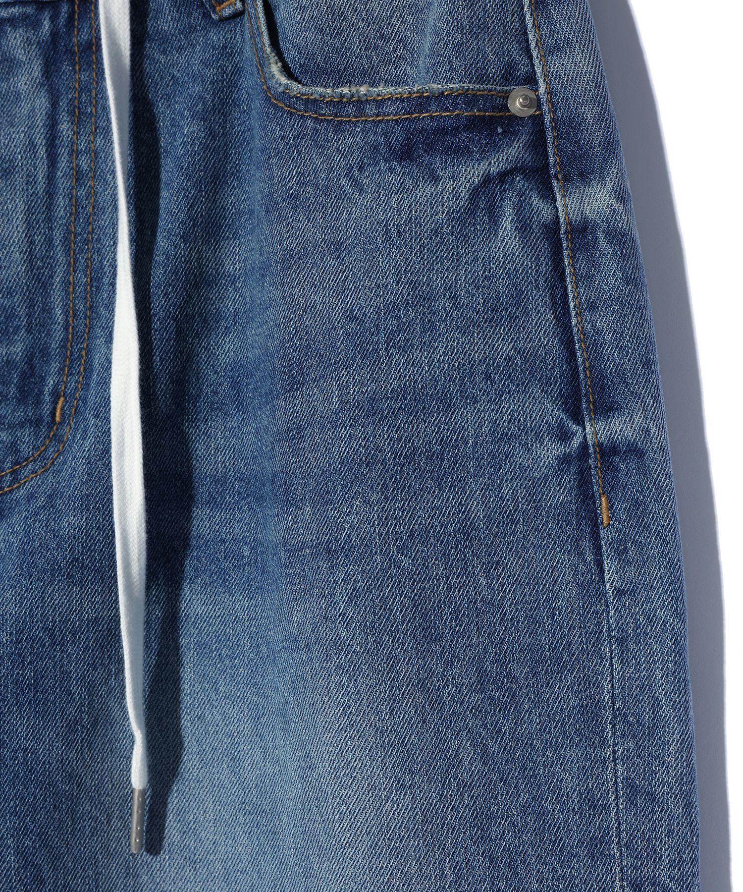 MUSINSA | YOUHEE LAYERED DENIM PANTS BLUE