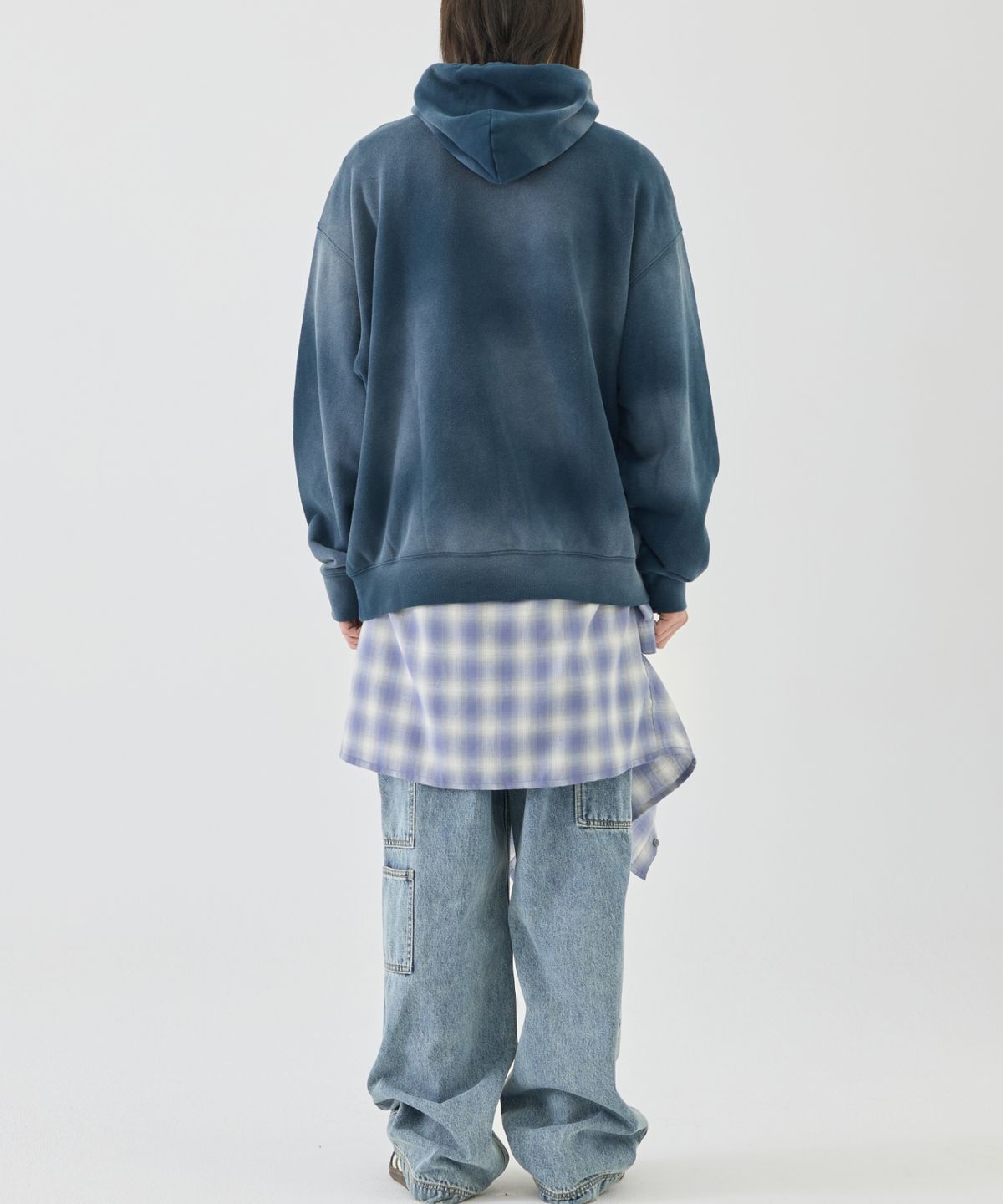 이스트서비스샵(eastserviceshop) Mini Logo Dyed Hoodie - Washed Navy