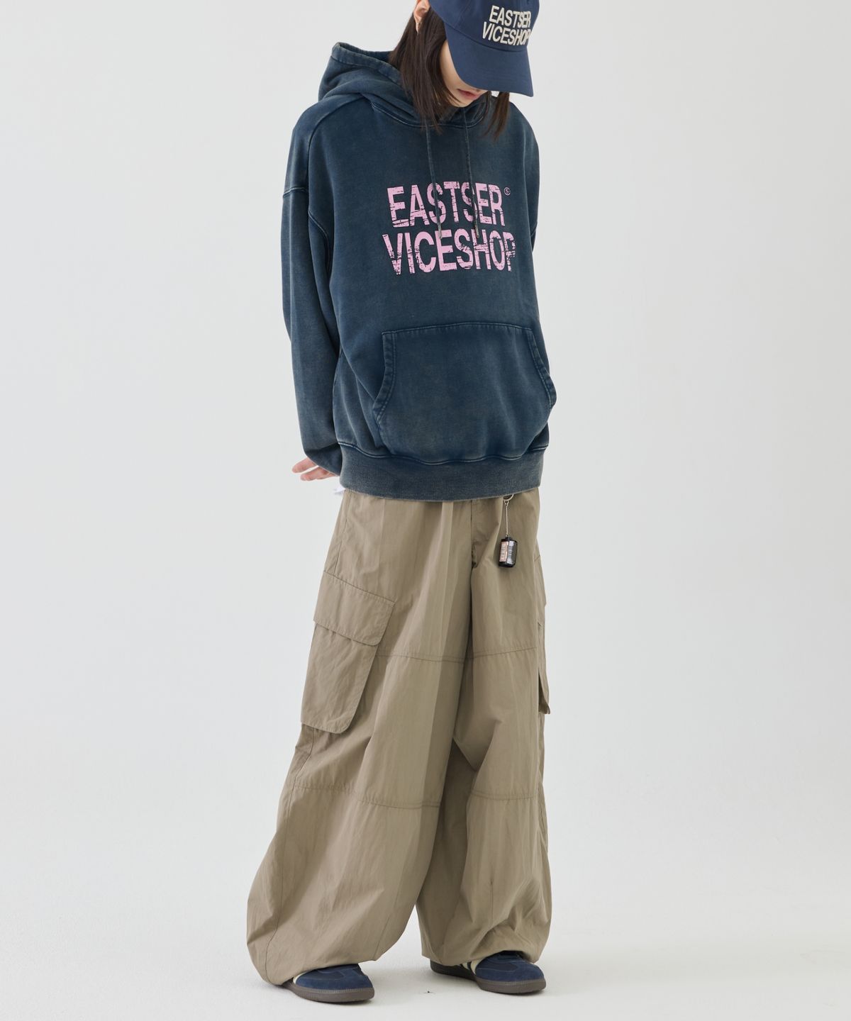 이스트서비스샵(eastserviceshop) Vice Shop Dyed Hoodie - Washed Navy