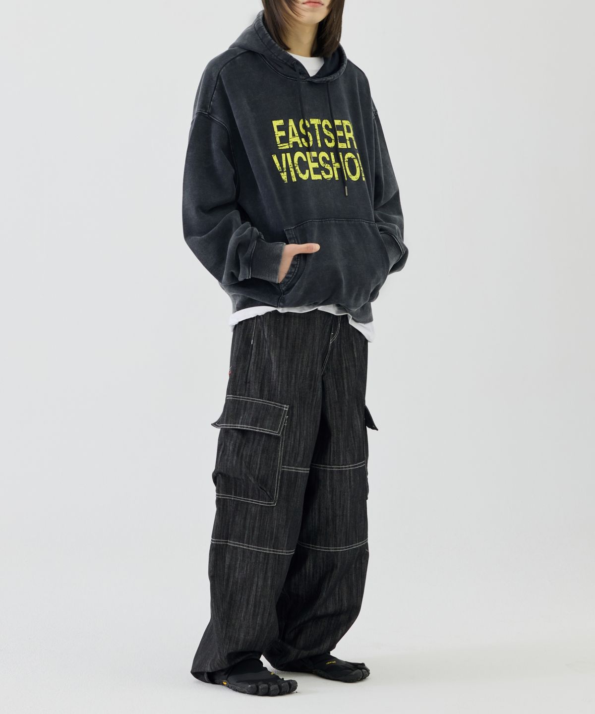 이스트서비스샵(eastserviceshop) Vice Shop Dyed Hoodie - Washed Charcoal
