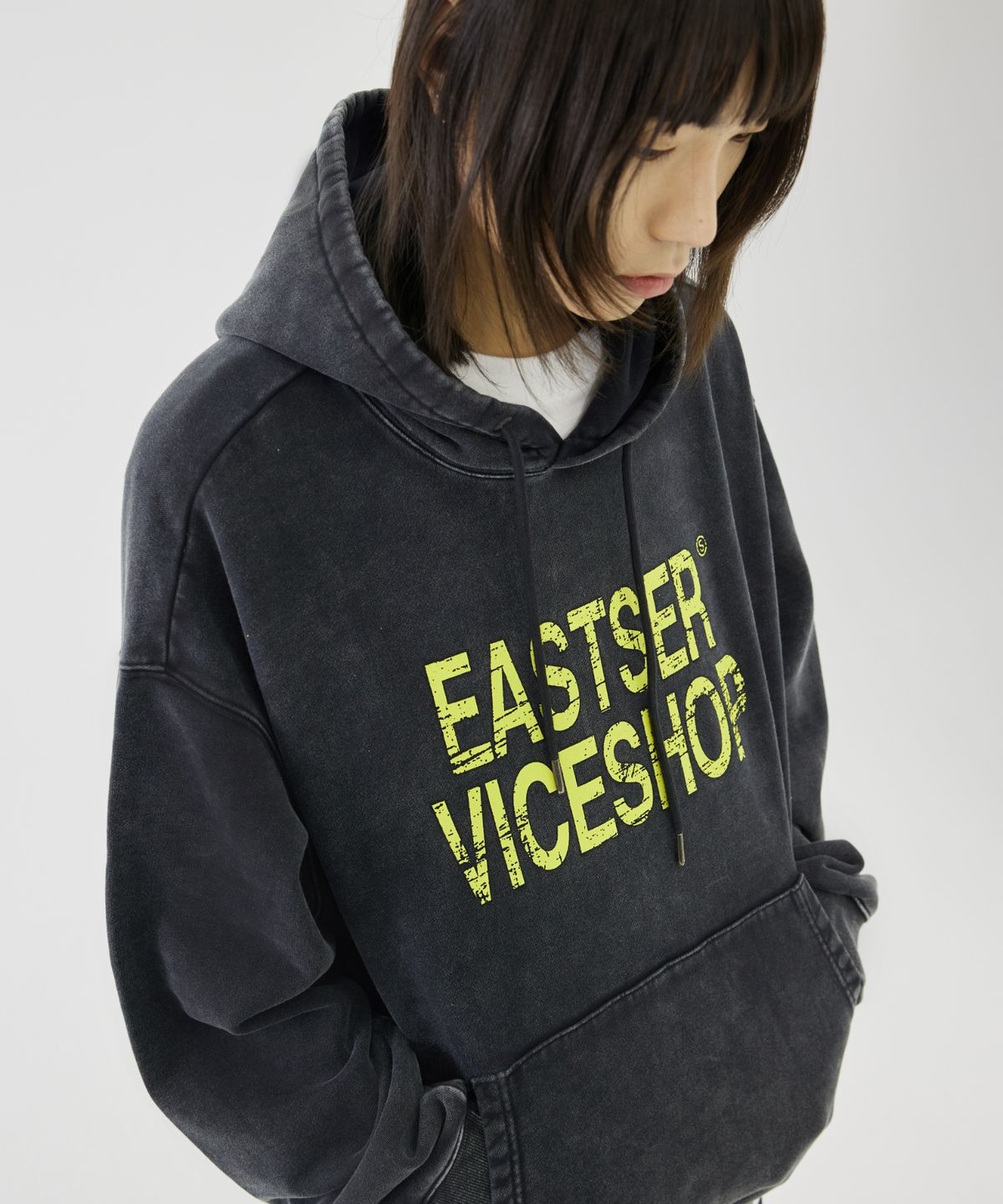 이스트서비스샵(eastserviceshop) Vice Shop Dyed Hoodie - Washed Charcoal
