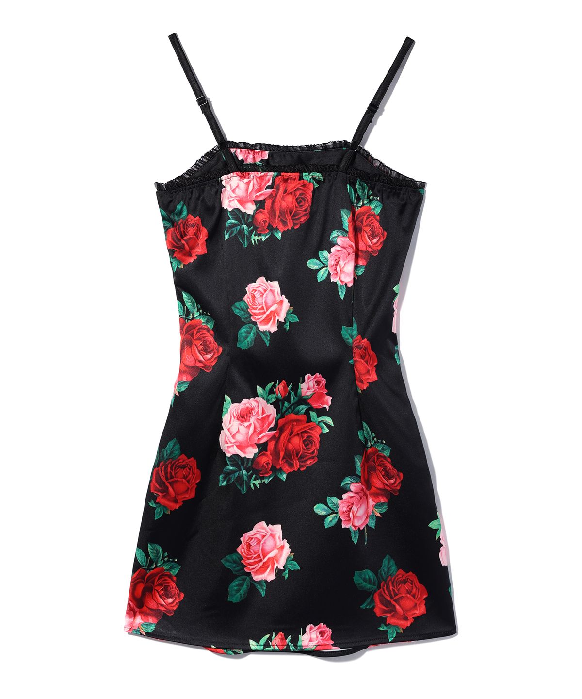 유희(YOUHEE) SATIN FLOWER PATTERN DRESS BLACK