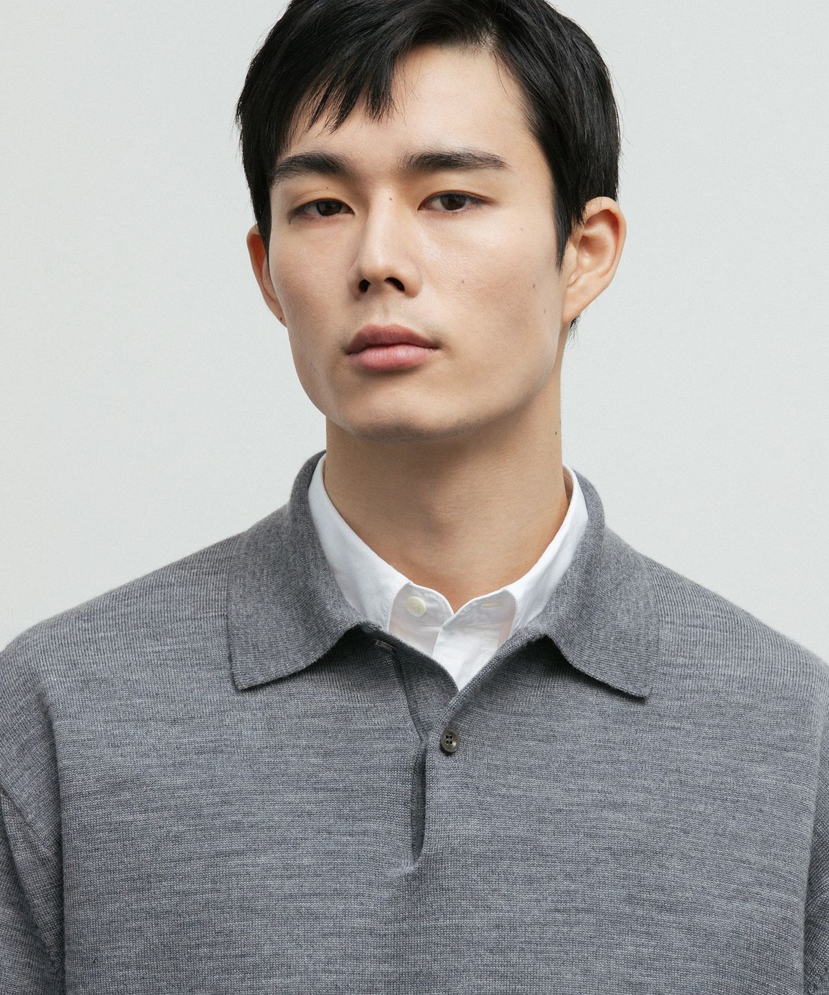 블랭크룸(BLANKROOM) 폴로 니트_MELANGE GRAY