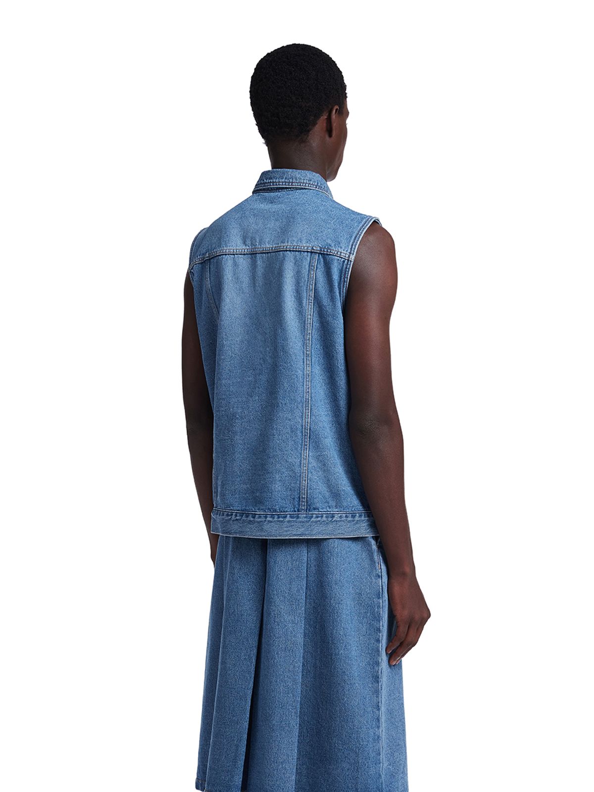 트렁크프로젝트(TRUNK PROJECT) Asymmetric Denim Vest Jacket_Blue