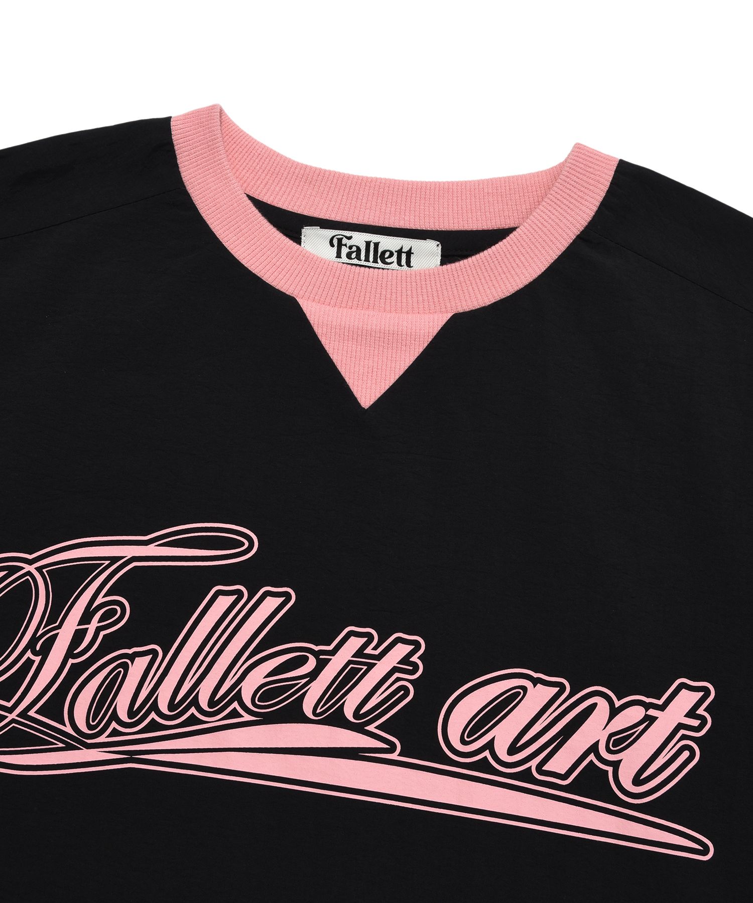 MUSINSA | FALLETT Art Club Piping Nylon Pullover Black