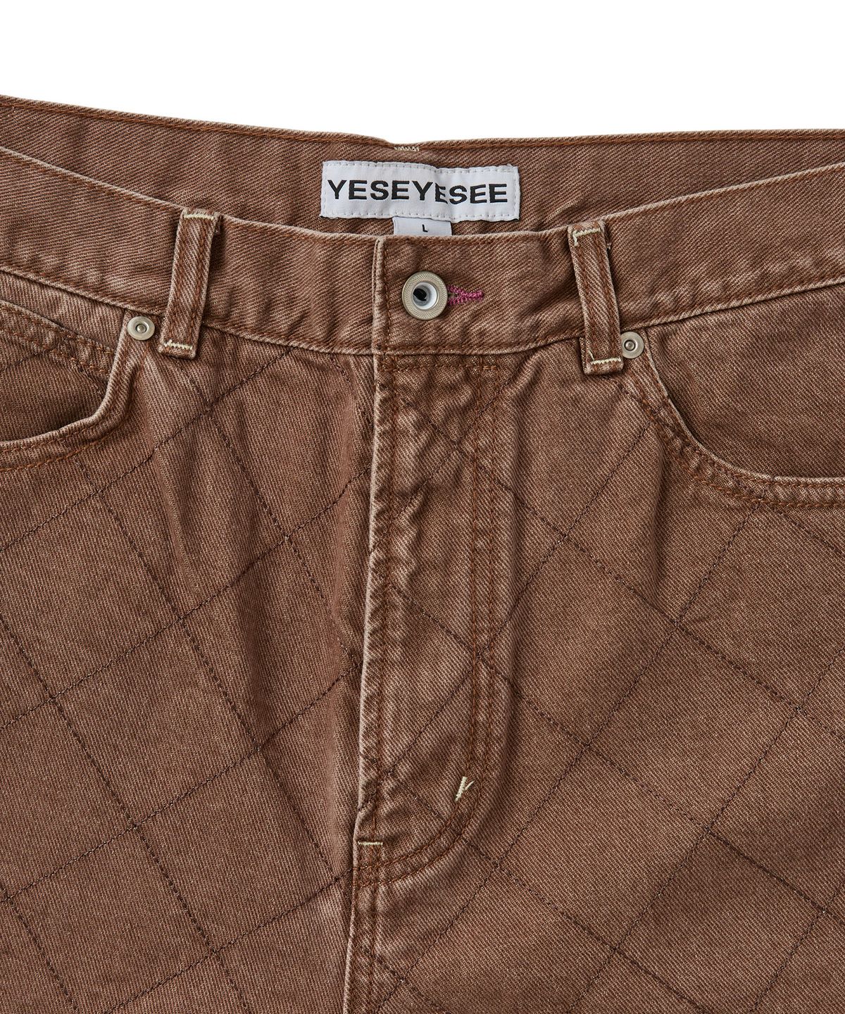 예스아이씨(YESEYESEE) Equal Net 5 Pockets Denim Pants Brown