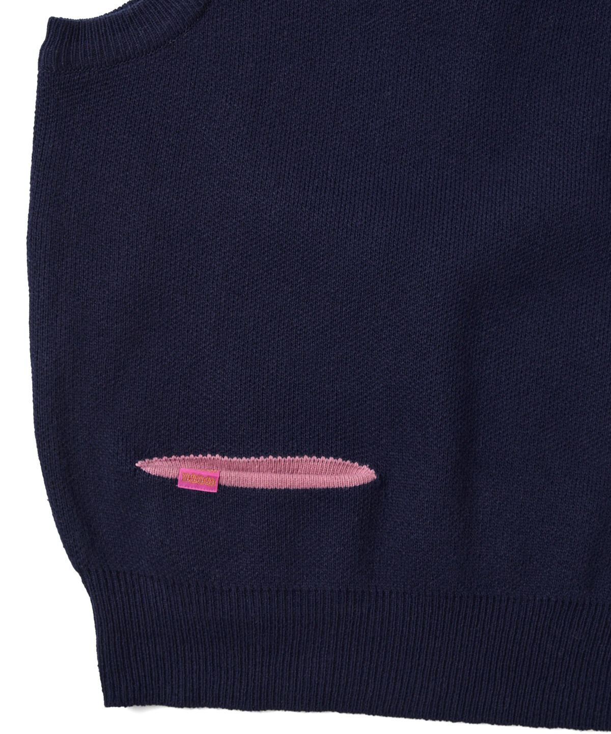 예스아이씨(YESEYESEE) One Pocket Knitted V-Neck Vest Navy