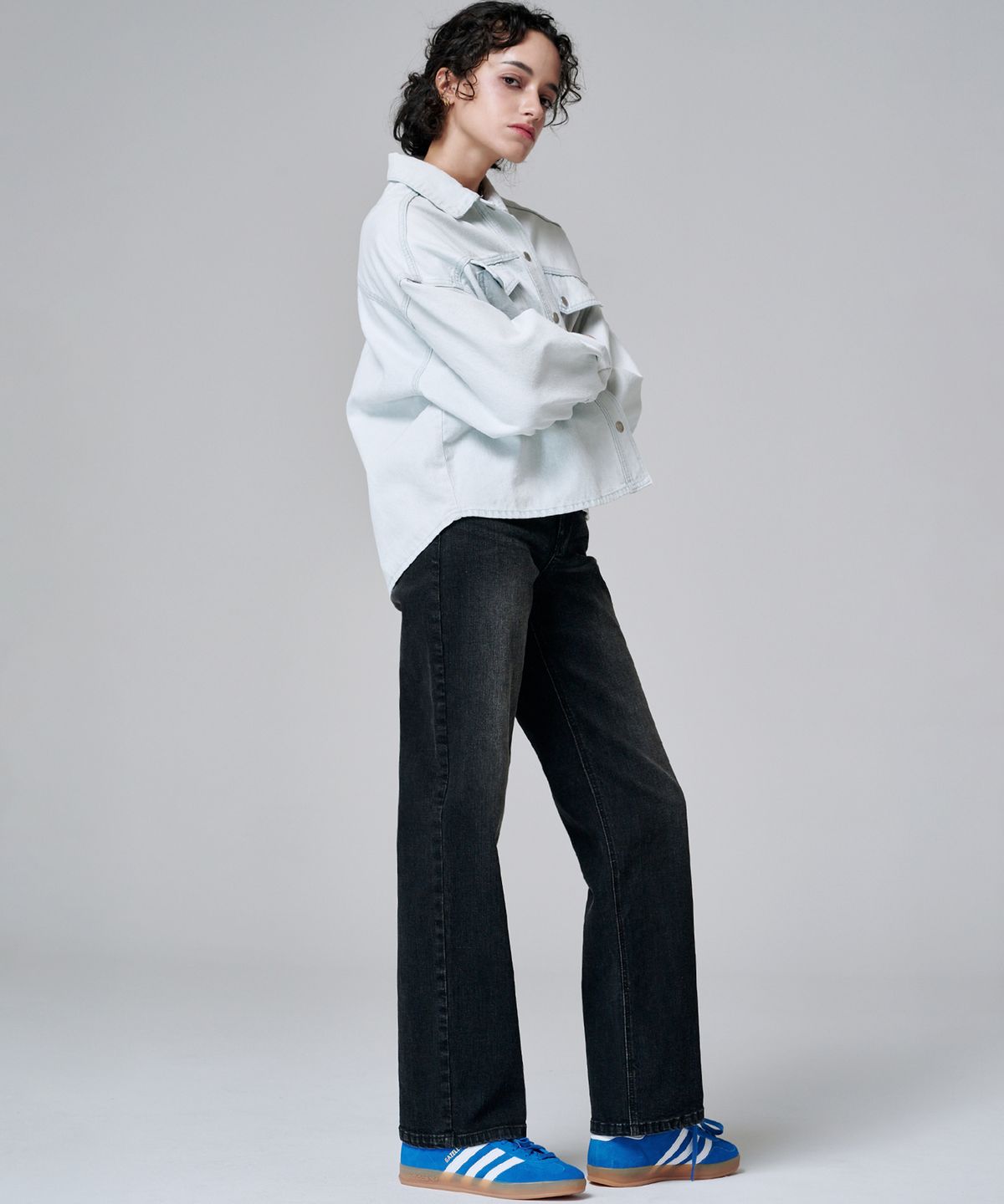 마롭(MALOUPE) 9126 와이드 워싱 데님팬츠 (블랙)