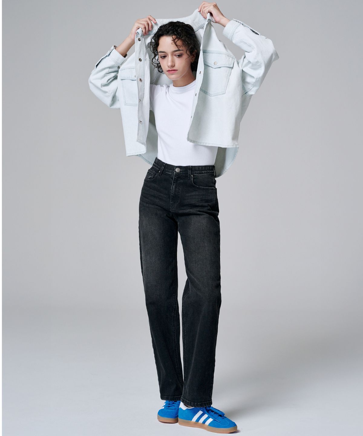 마롭(MALOUPE) 9126 와이드 워싱 데님팬츠 (블랙)