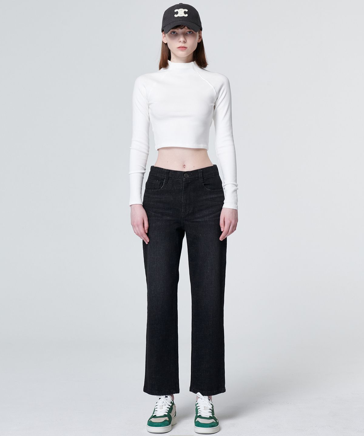 마롭(MALOUPE) 9124 크롭 스트레이트 데님팬츠 (블랙)