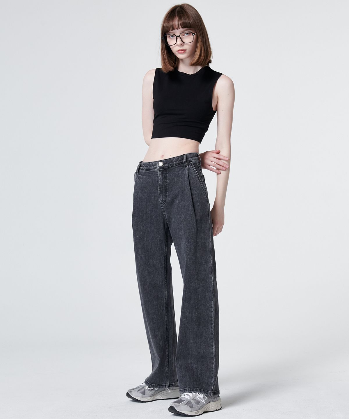 마롭(MALOUPE) 9123 원턱 와이드팬츠 (블랙)