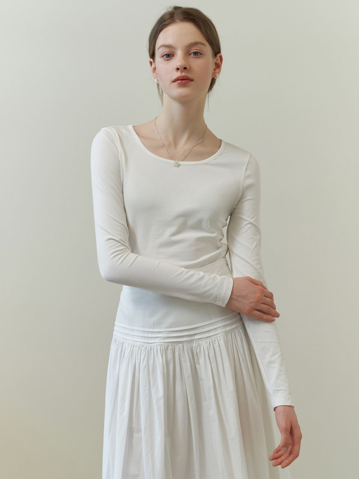 리엘(RE L) Base cotton t-shirt (white)