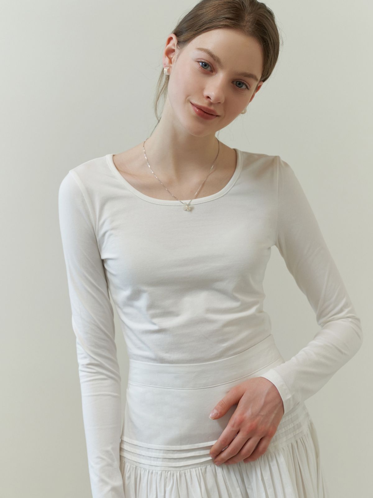 리엘(RE L) Base cotton t-shirt (white)