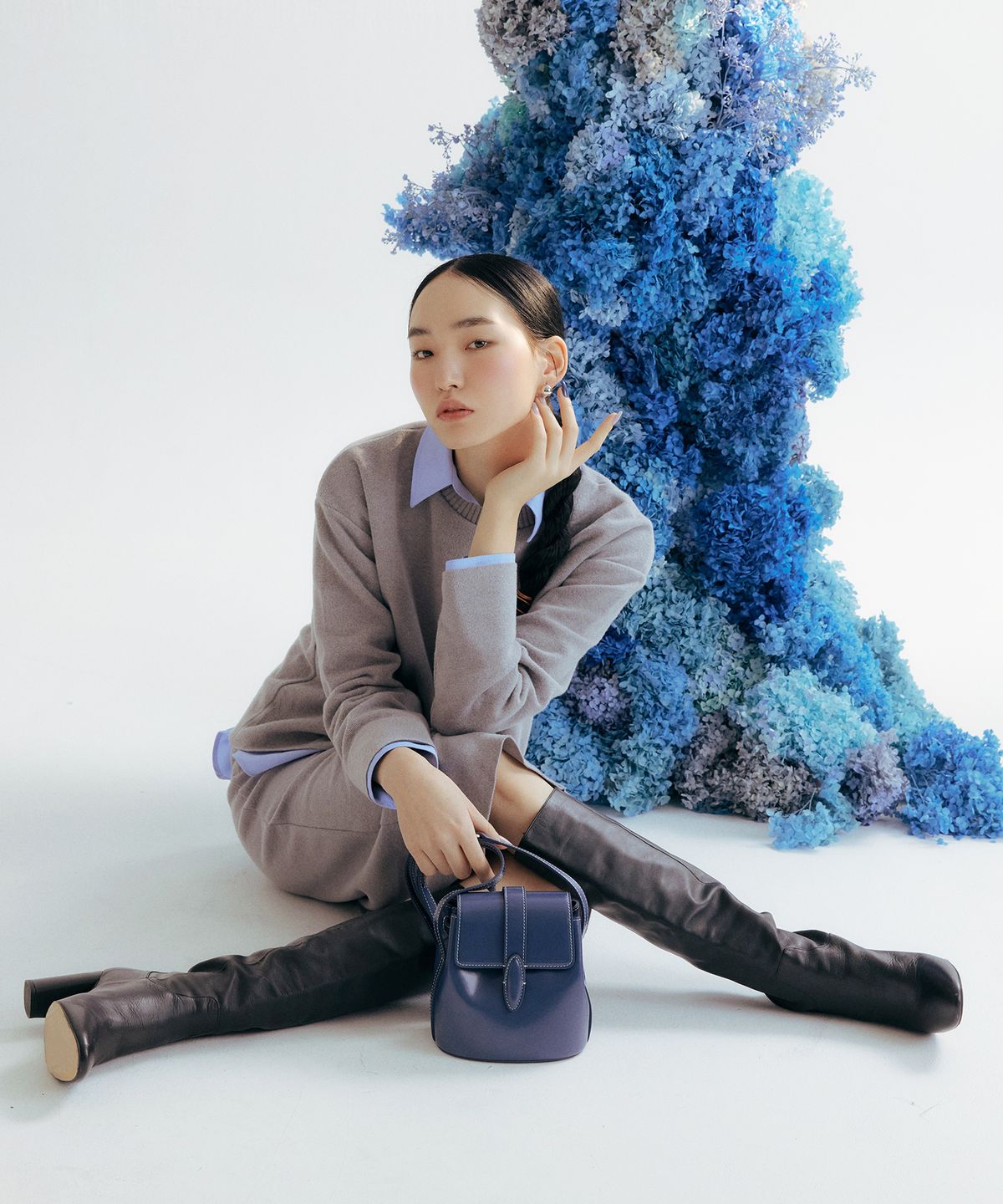 비비와이비(BBYB) 에코르 미니 크로스 버킷백 (블루)