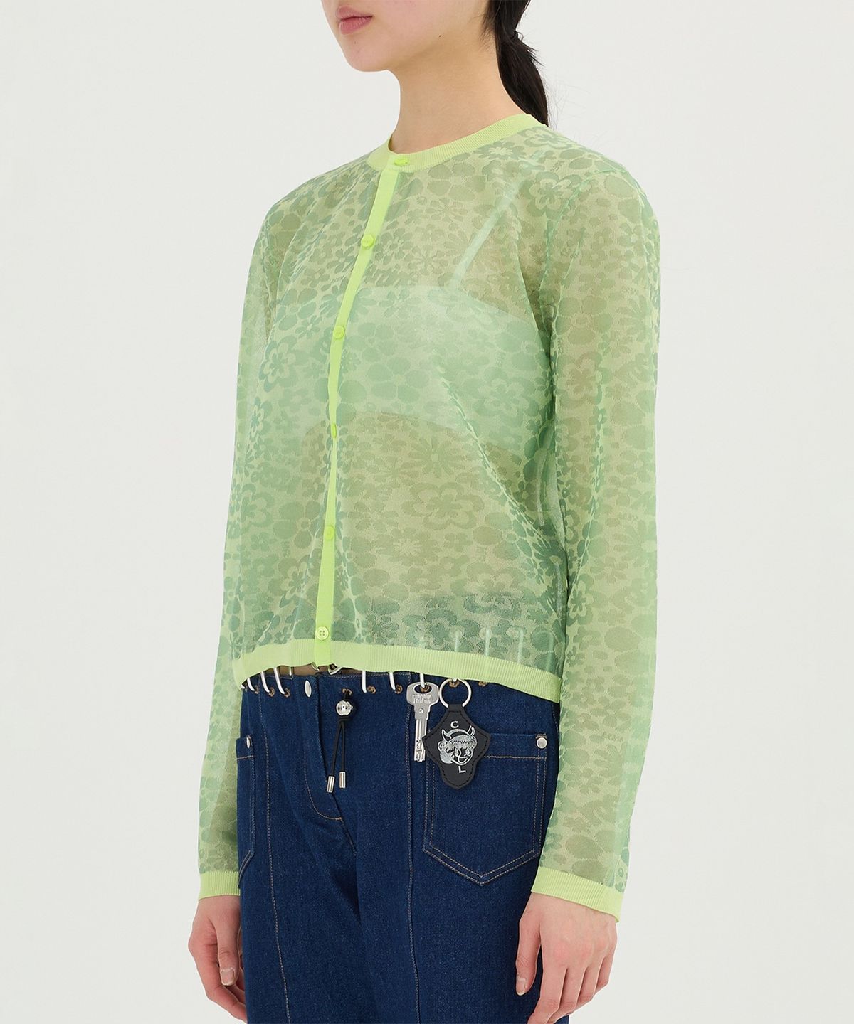 마틴 로즈(MARTINE ROSE) (W) 그래니 카디건 라임 플로랄 GRANNY CARDIGAN LIME FLORAL