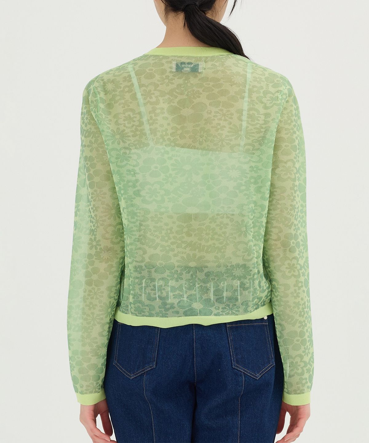 마틴 로즈(MARTINE ROSE) (W) 그래니 카디건 라임 플로랄 GRANNY CARDIGAN LIME FLORAL
