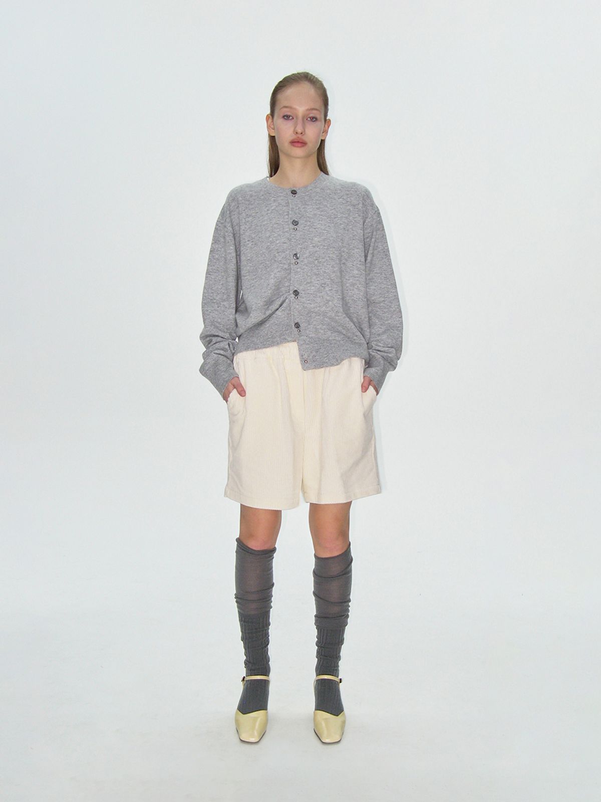 플리즈프로젝트(PLZPROJECT) PIGMENT CORDUROY SHORTS, IVORY