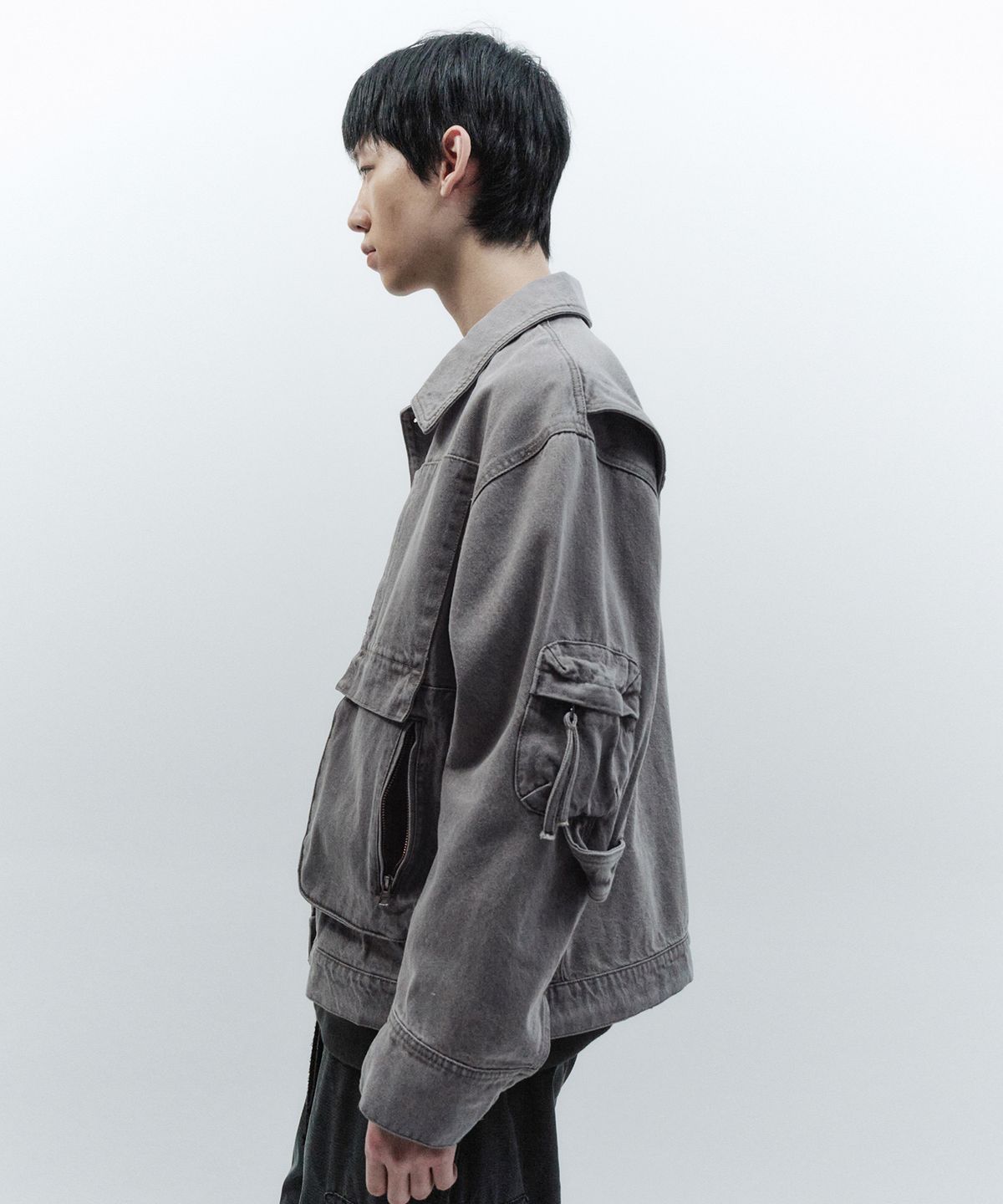 인사일런스(INSILENCE) 박시핏 데님 트러커 자켓 SAND GREY