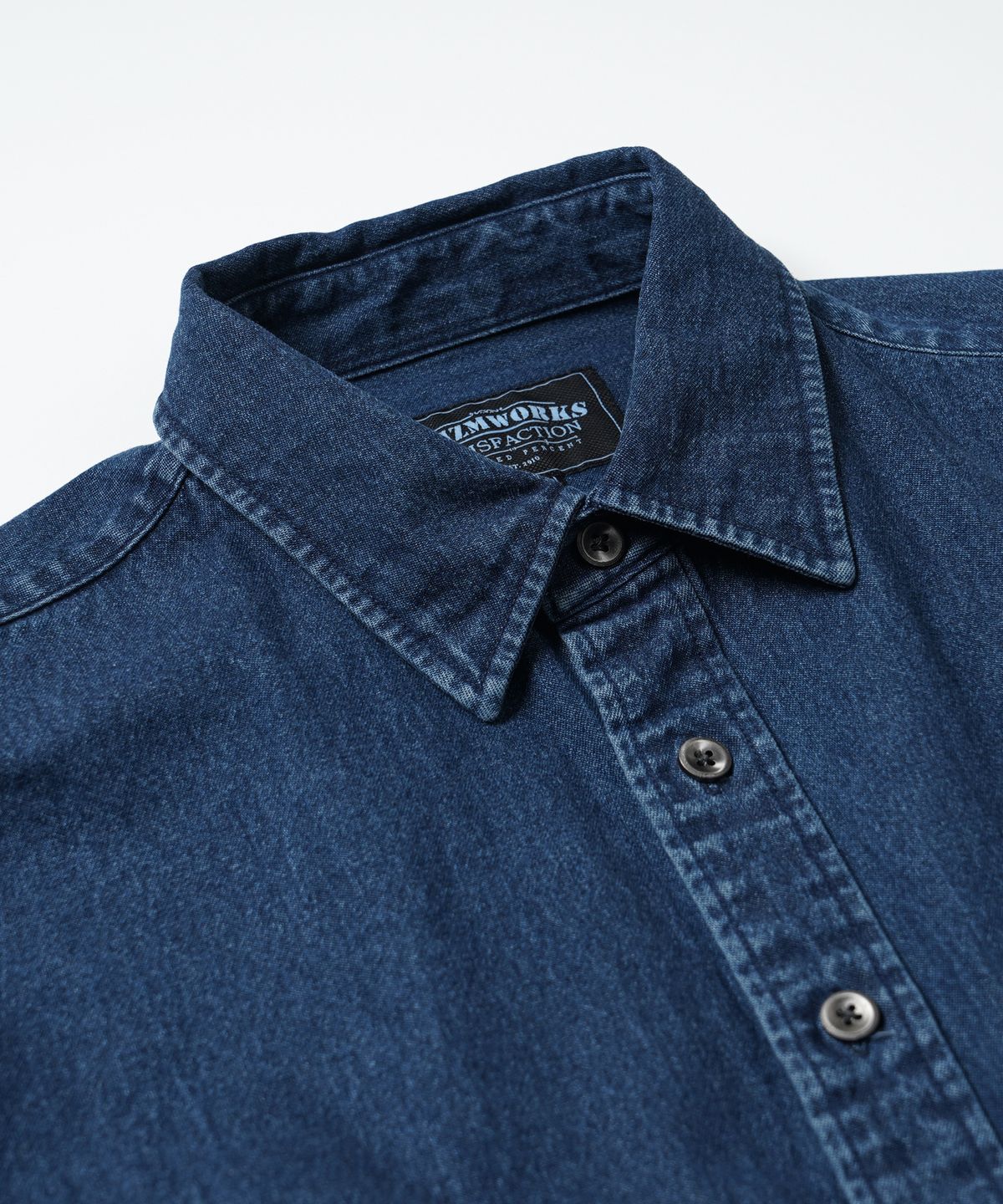 프리즘웍스(FRIZMWORKS) WASHED DENIM WORK SHIRT _ LIGHT BLUE