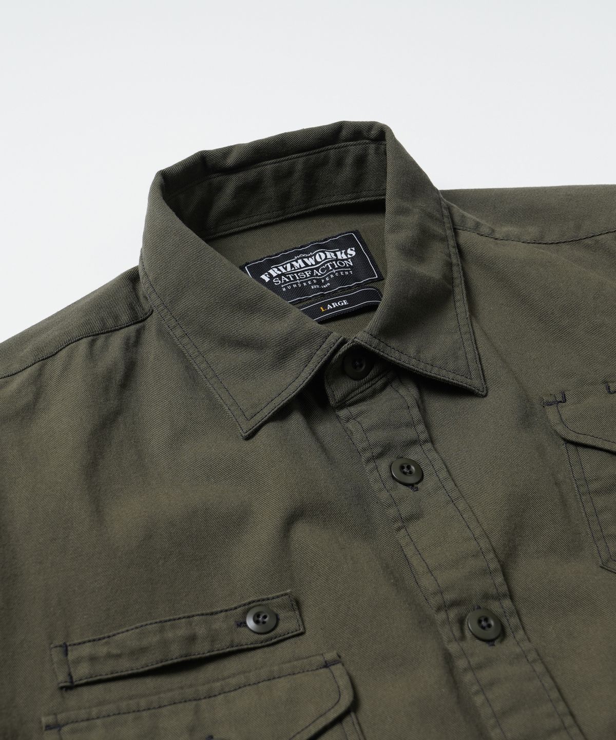 프리즘웍스(FRIZMWORKS) TWILL UTILITY POCKET SHIRT JACKET _ OLIVE