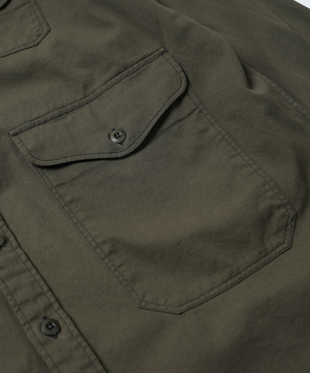프리즘웍스(FRIZMWORKS) TWILL UTILITY POCKET SHIRT JACKET _ OLIVE