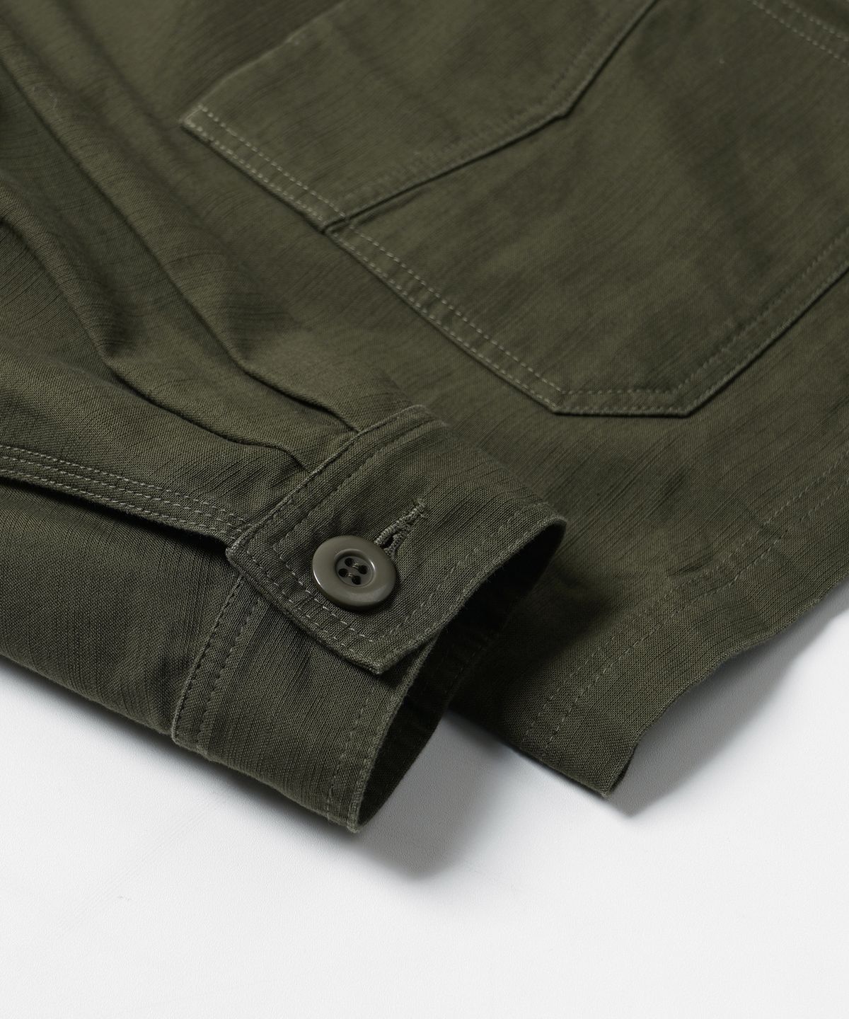 프리즘웍스(FRIZMWORKS) BACKSATIN FRENCH WORK JACKET _ OLIVE