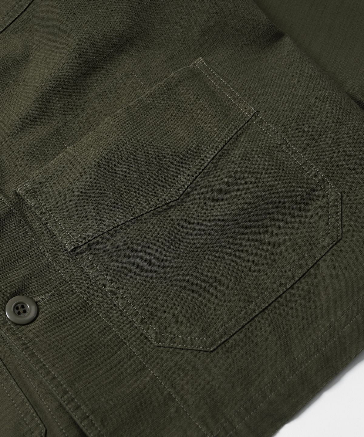 프리즘웍스(FRIZMWORKS) BACKSATIN FRENCH WORK JACKET _ OLIVE