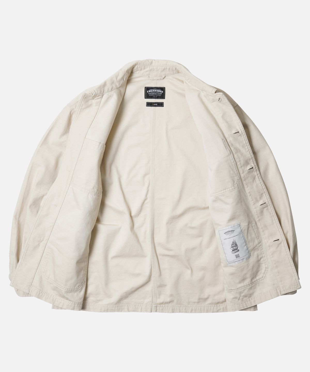 프리즘웍스(FRIZMWORKS) BACKSATIN FRENCH WORK JACKET _ CREAM