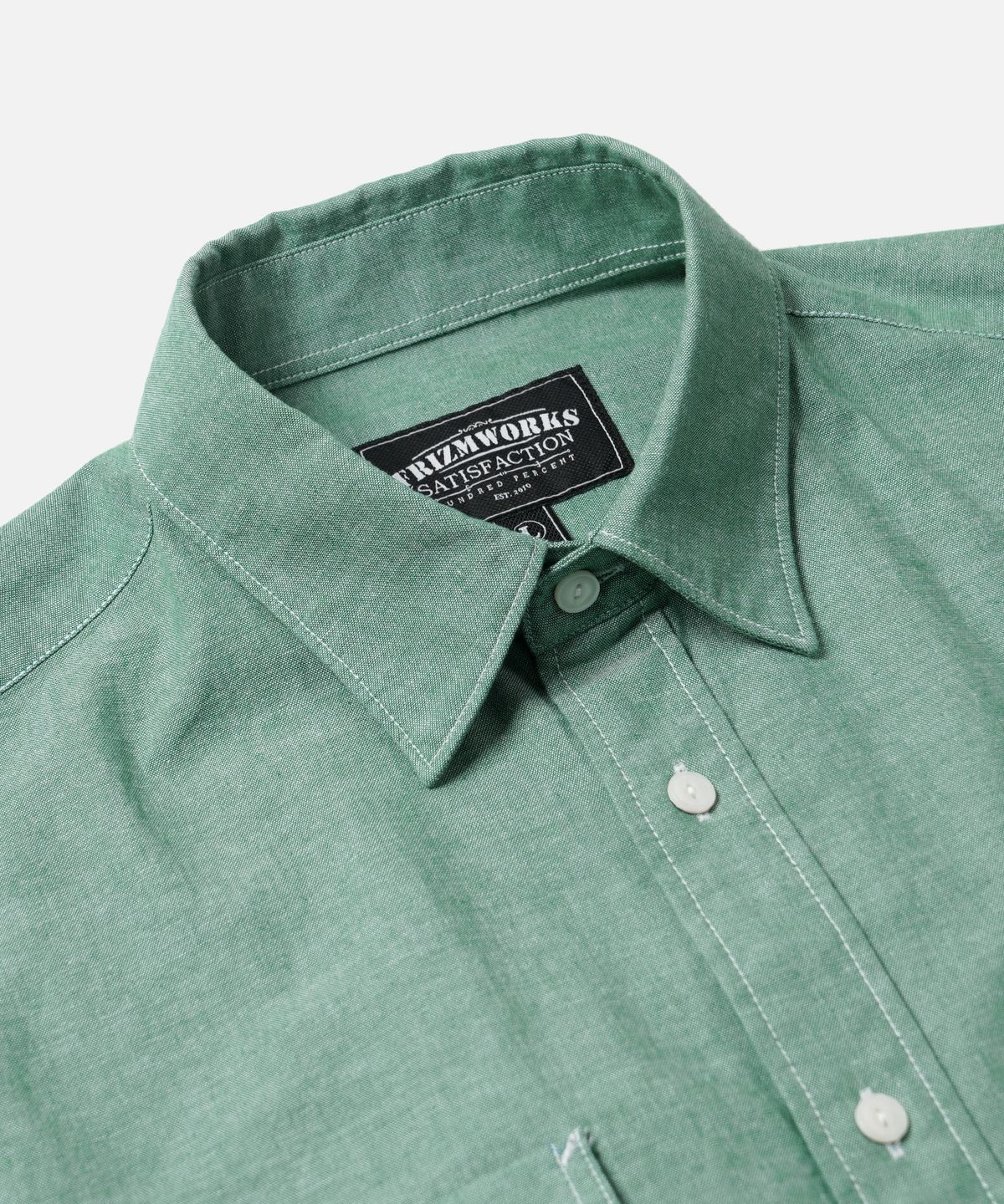프리즘웍스(FRIZMWORKS) CIGARETTE POCKET CHAMBRAY SHIRT _ GREEN