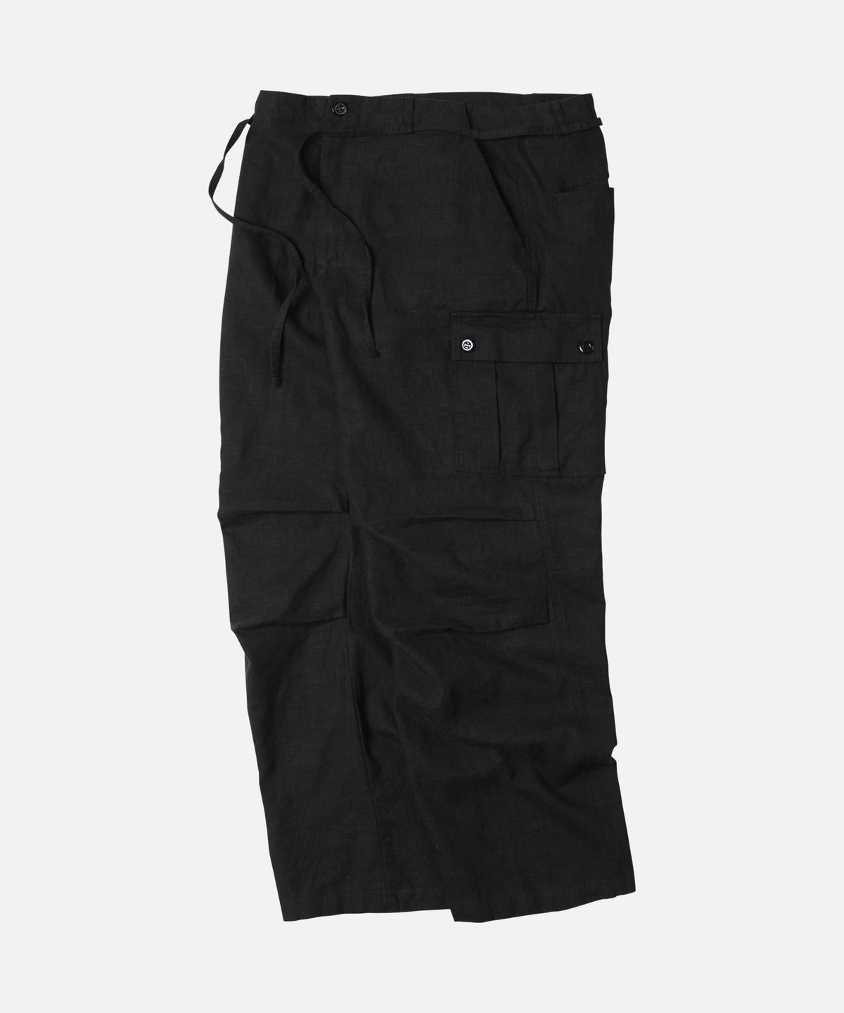 프리즘웍스(FRIZMWORKS) LINEN CARGO PARACHUTE PANTS _ BLACK