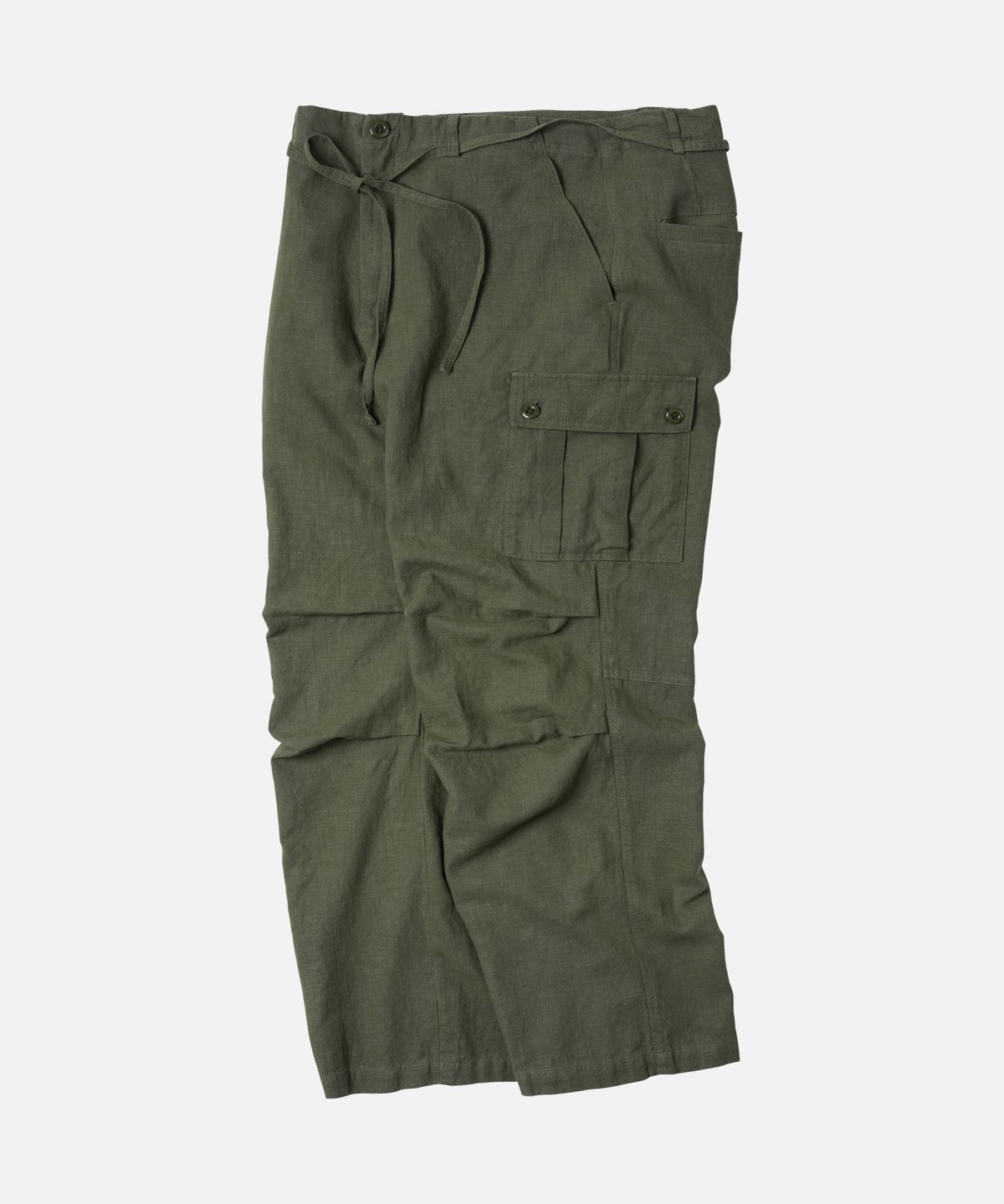 프리즘웍스(FRIZMWORKS) LINEN CARGO PARACHUTE PANTS _ OLIVE