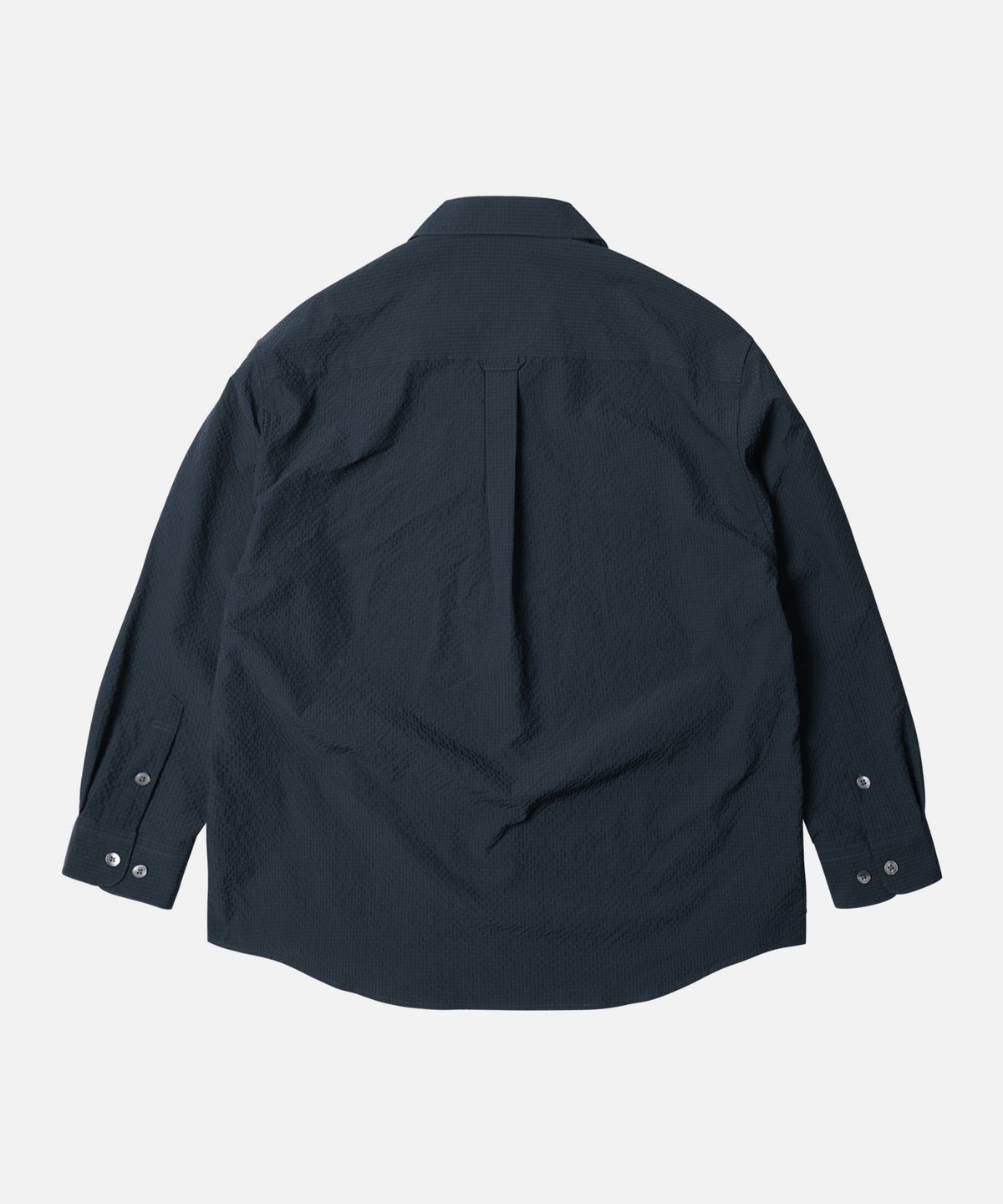 프리즘웍스(FRIZMWORKS) OPEN COLLAR SOLID SEERSUCKER SHIRT _ NAVY