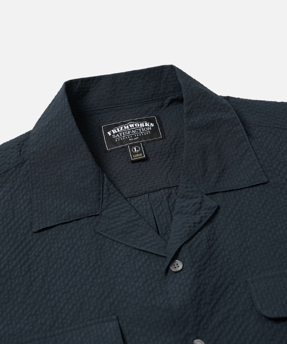 프리즘웍스(FRIZMWORKS) OPEN COLLAR SOLID SEERSUCKER SHIRT _ NAVY