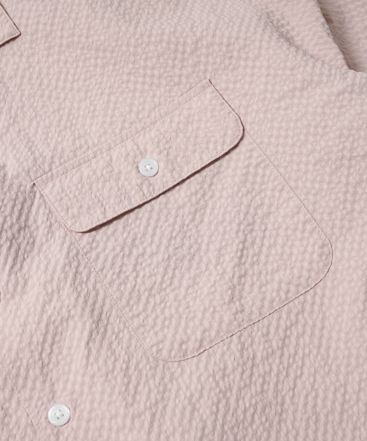 프리즘웍스(FRIZMWORKS) OPEN COLLAR SOLID SEERSUCKER SHIRT _ LIGHT PINK