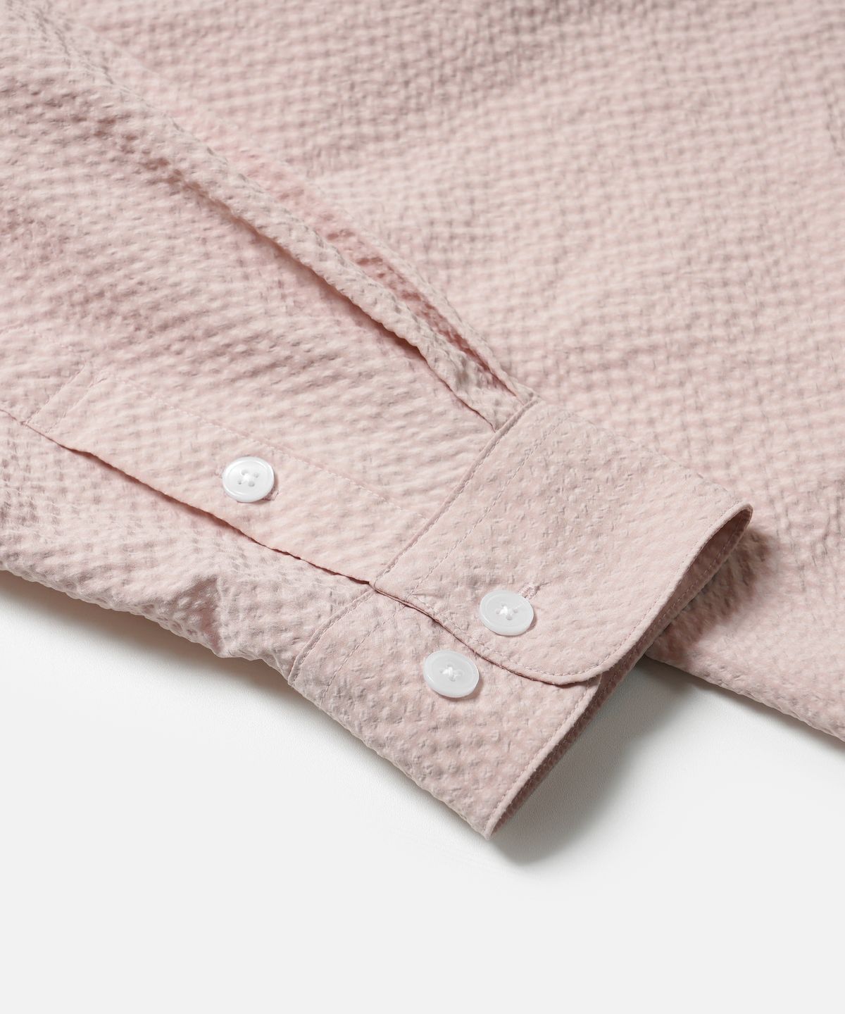 프리즘웍스(FRIZMWORKS) OPEN COLLAR SOLID SEERSUCKER SHIRT _ LIGHT PINK