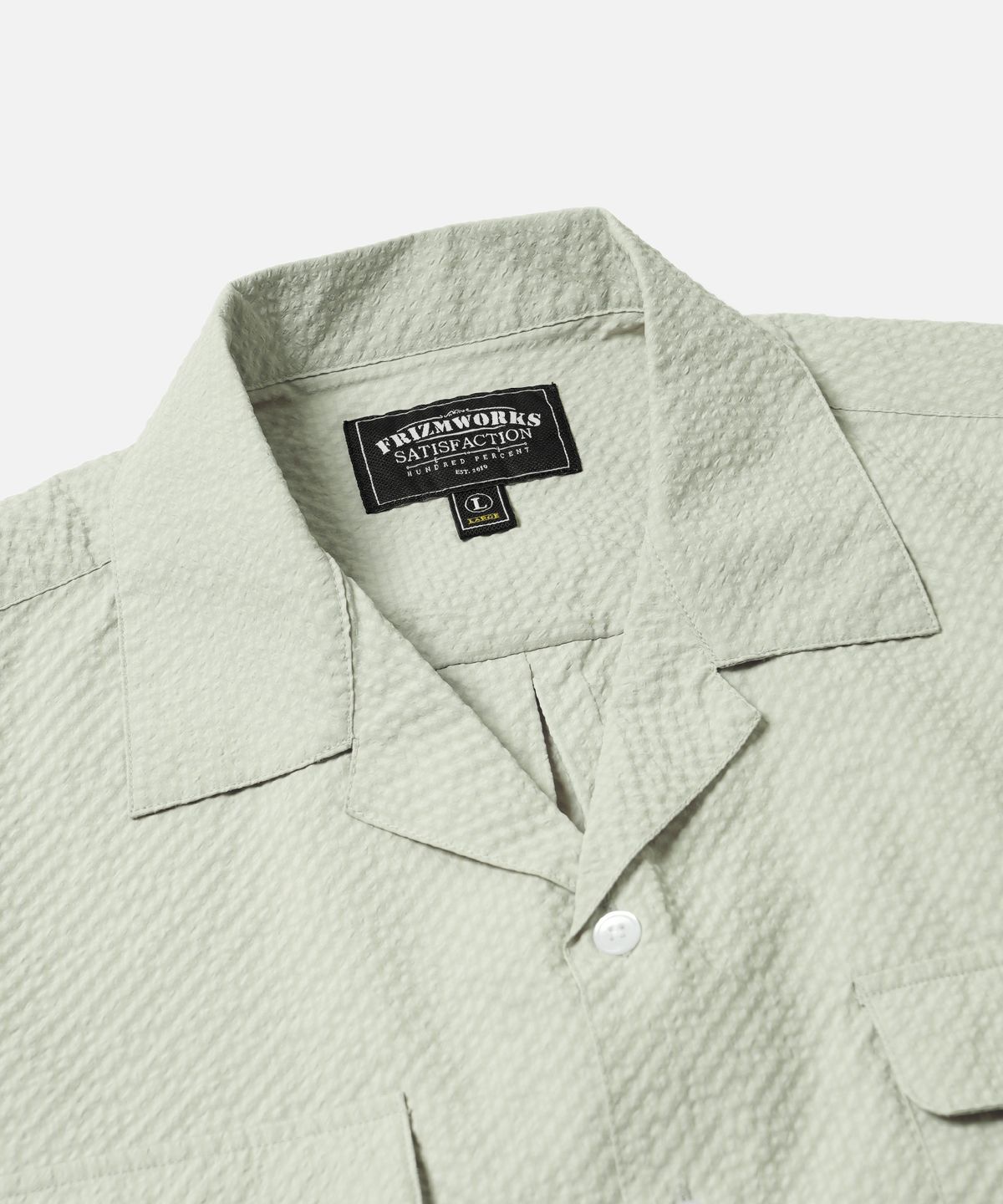 프리즘웍스(FRIZMWORKS) OPEN COLLAR SOLID SEERSUCKER SHIRT _ LIGHT KHAKI